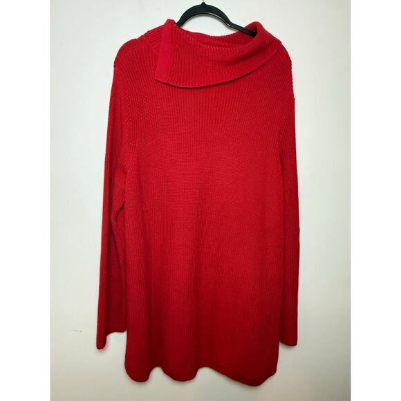 Talbots Plus Red Chevron  Stitch  Split Neck Size 2X - Picture 4 of 9